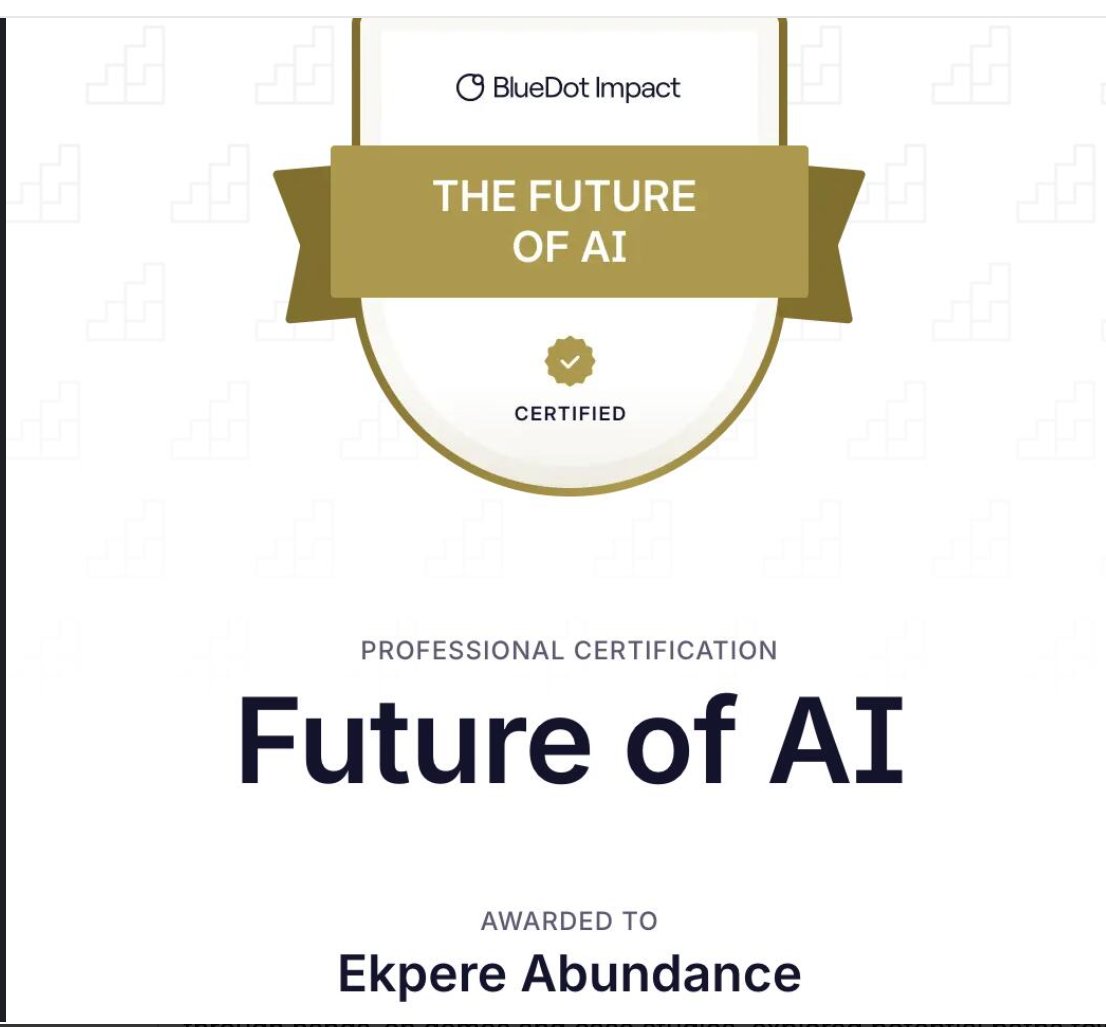 Future of AI certificate from BlueDot Impact